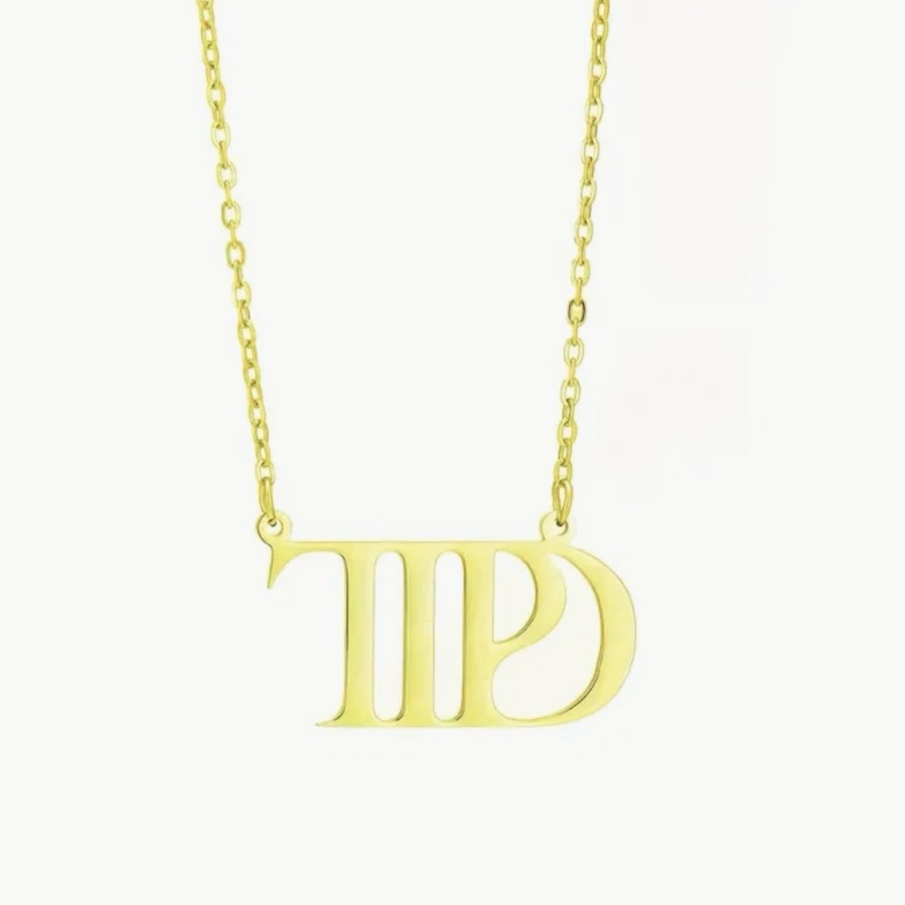 Taylor Swift Inspired Necklace “TTPD” in Stainless Steel with Gold Tone NEW